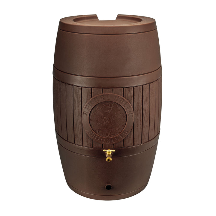 Good Ideas Bushman Spruce Creek 54 Gal Rain Saver Barrel with Spigot, Brown - VMInnovations