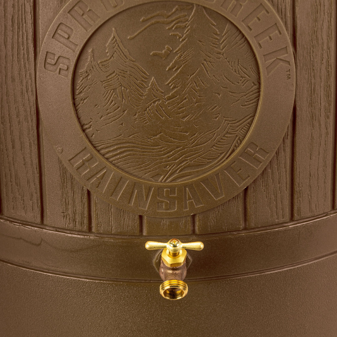 Good Ideas Bushman Spruce Creek 54 Gal Rain Saver Barrel with Spigot, Brown - VMInnovations