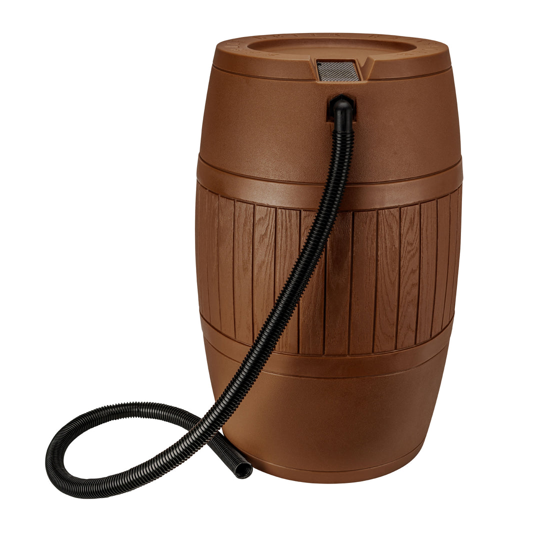 Good Ideas Bushman Spruce Creek 54 Gal Rain Saver Barrel with Spigot, Brown - VMInnovations