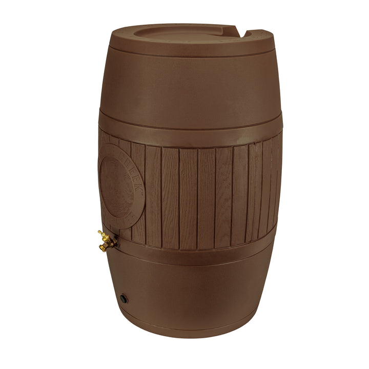 Good Ideas Bushman Spruce Creek 54 Gal Rain Saver Barrel with Spigot, Brown - VMInnovations