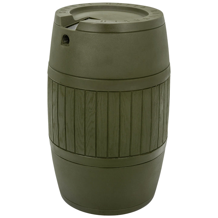 Good Ideas Bushman Spruce Creek 54 Gal Rain Saver Barrel with Spigot, Moss Green - VMInnovations