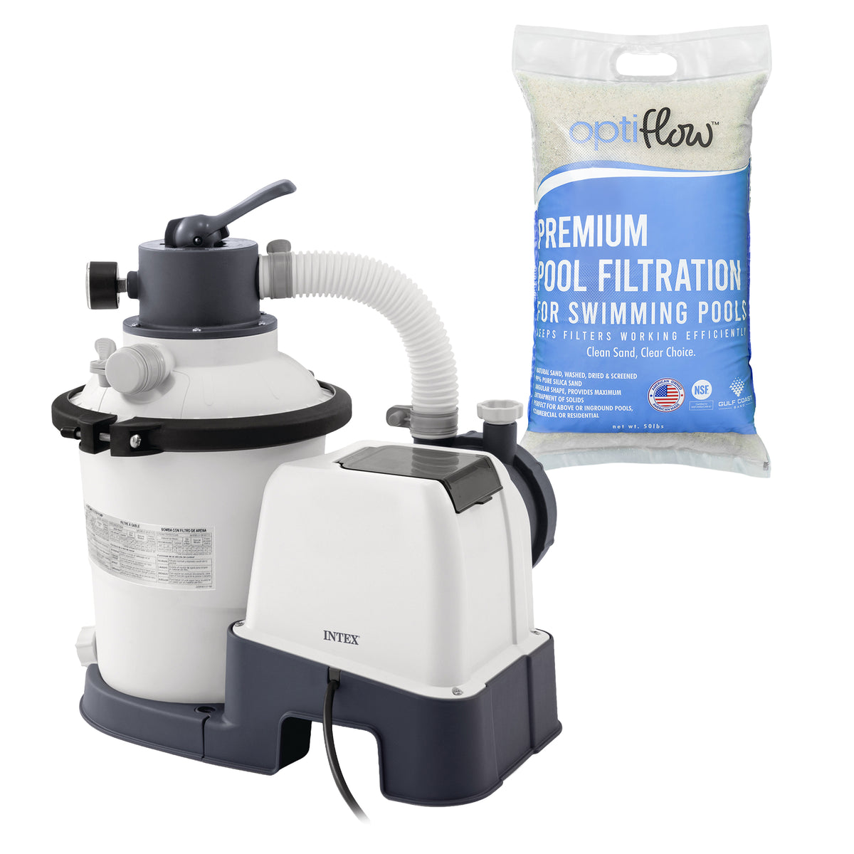 Intex 26641EG Krystal Clear Sand Filter Pump & OptiFlow Premium Pool Filter Sand
