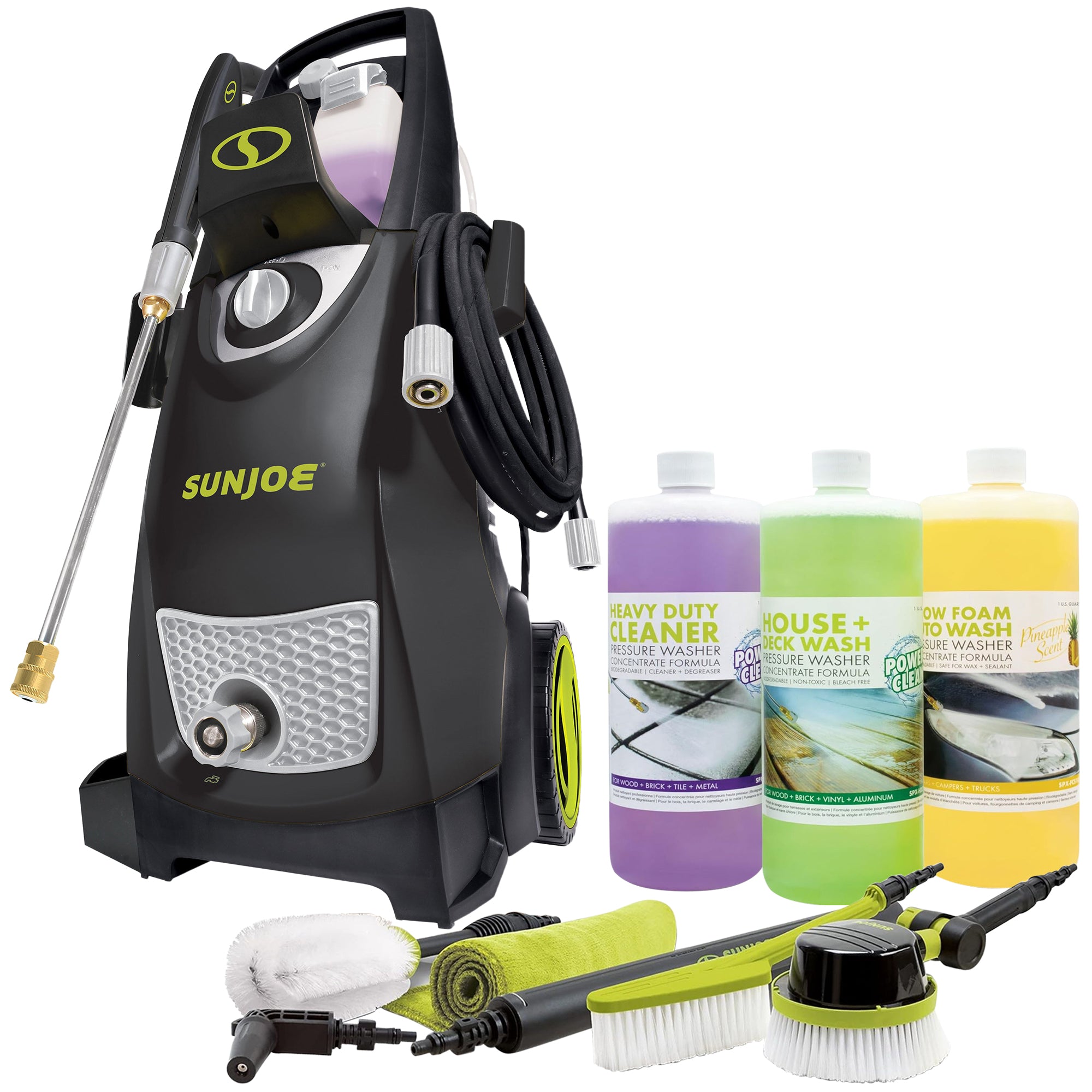 Sun Joe Electric Pressure Washer, Auto Cleaning System and 3 Pack Concentrate - VMInnovations