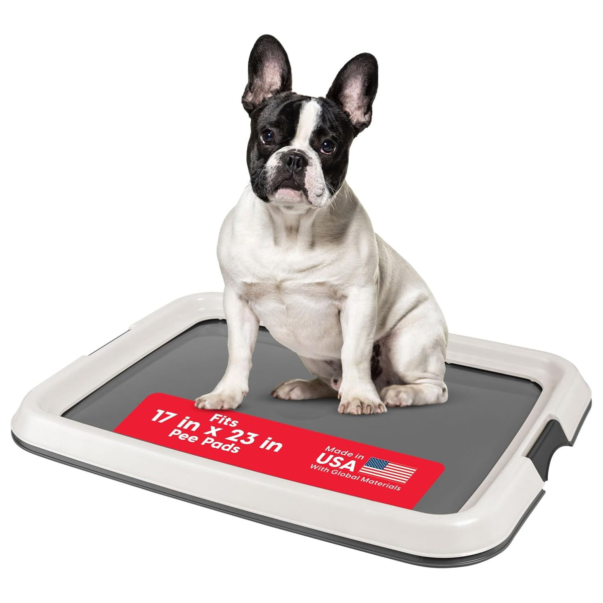 IRIS USA Leakproof Dog Pad Holder with Non-Skid Base, Latching Sides, Dark Gray