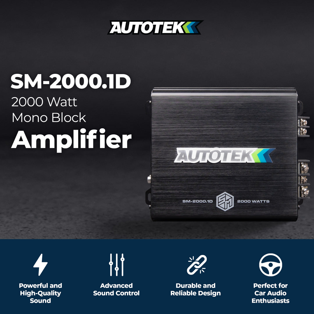 Autotek 2000W 1 Channel Car Audio Amplifier, Bass Knob, Street Machine SM-2000.1 - VMInnovations