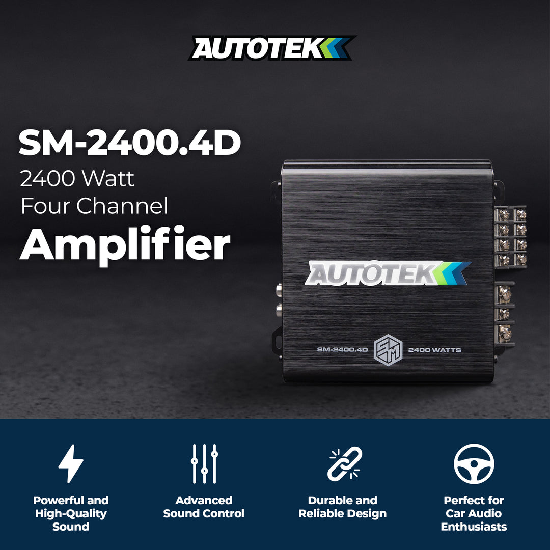 Autotek 2400W 4 Channel Car Audio Amplifier Bass Knob, Street Machine SM-2400.4D - VMInnovations