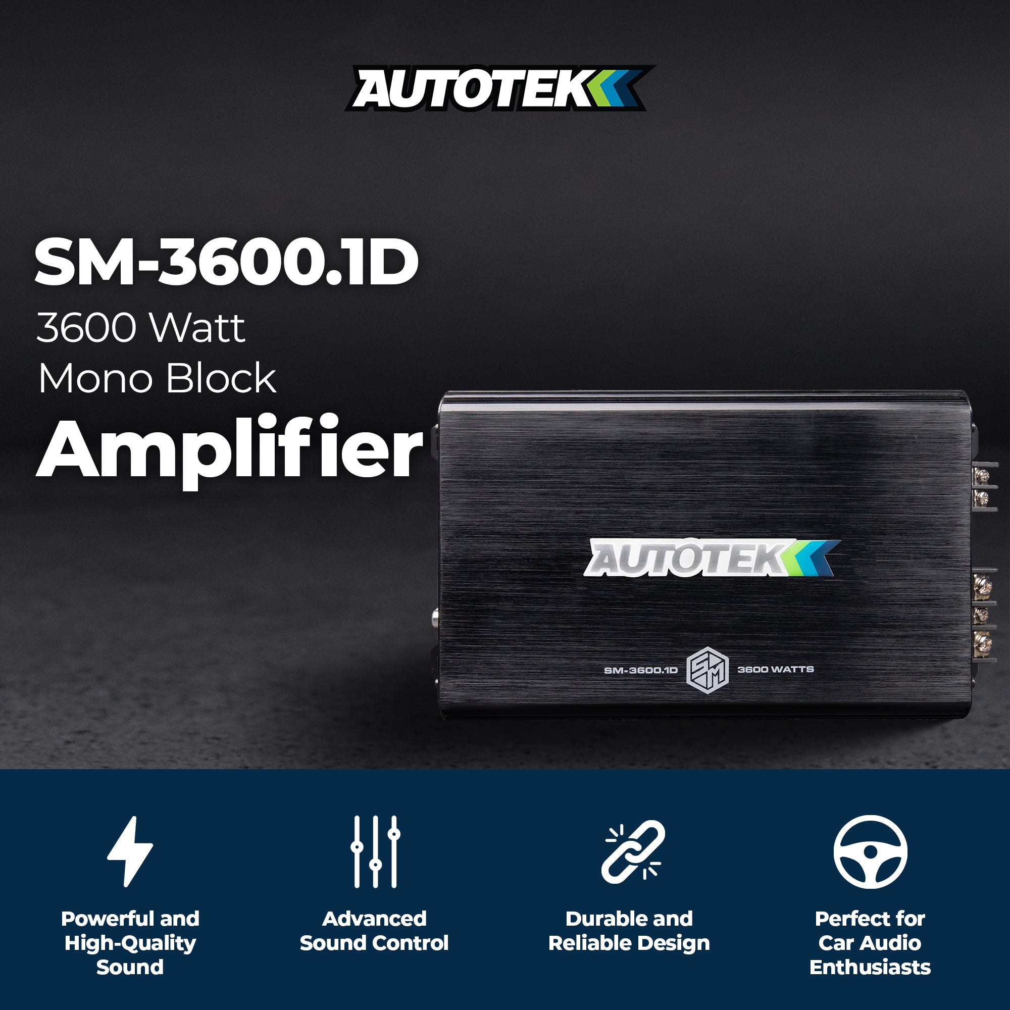 Autotek Street Machine 3600W 2 Channel Car Audio Amplifier, Bass Knob, Equalizer - VMInnovations