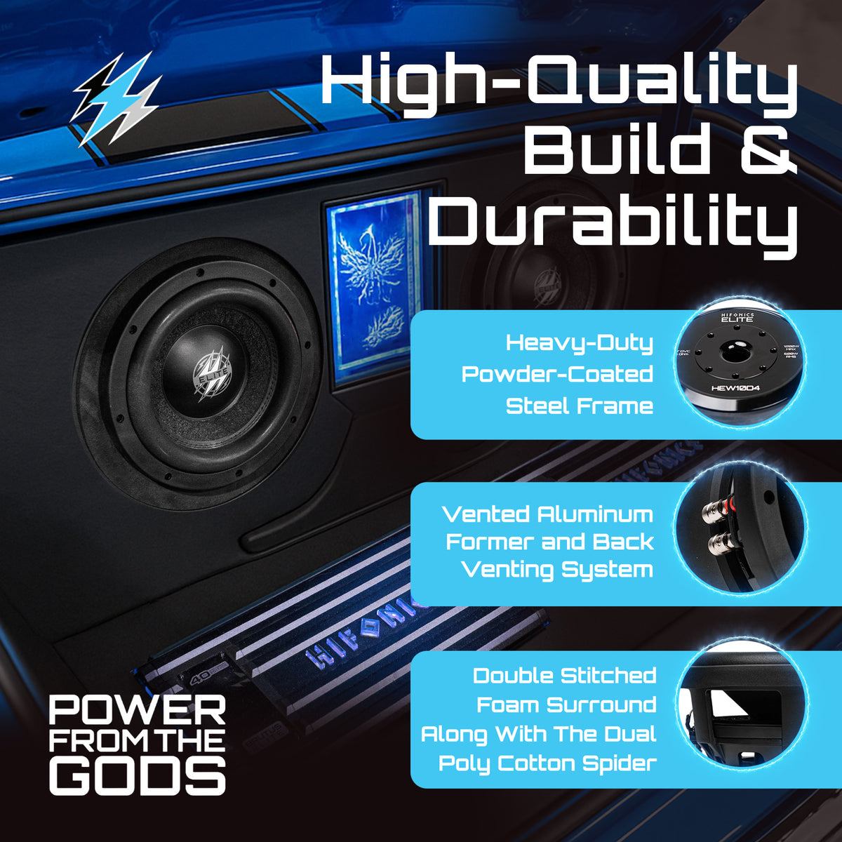 Hifonics 4 Pack ELITE 10" Subwoofer, Dual Voice Coil Car Audio Speaker, 1200W - VMInnovations