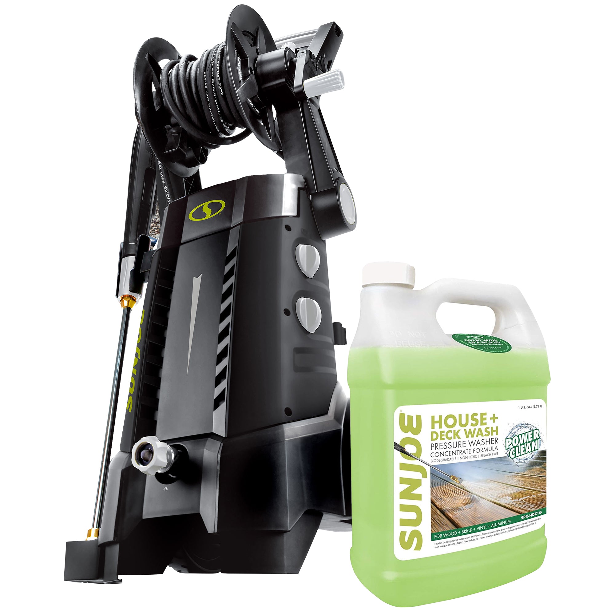 Sun Joe Electric 14.5 Amp Pressure Washer Hose Reel & House/Deck Concentrate - VMInnovations