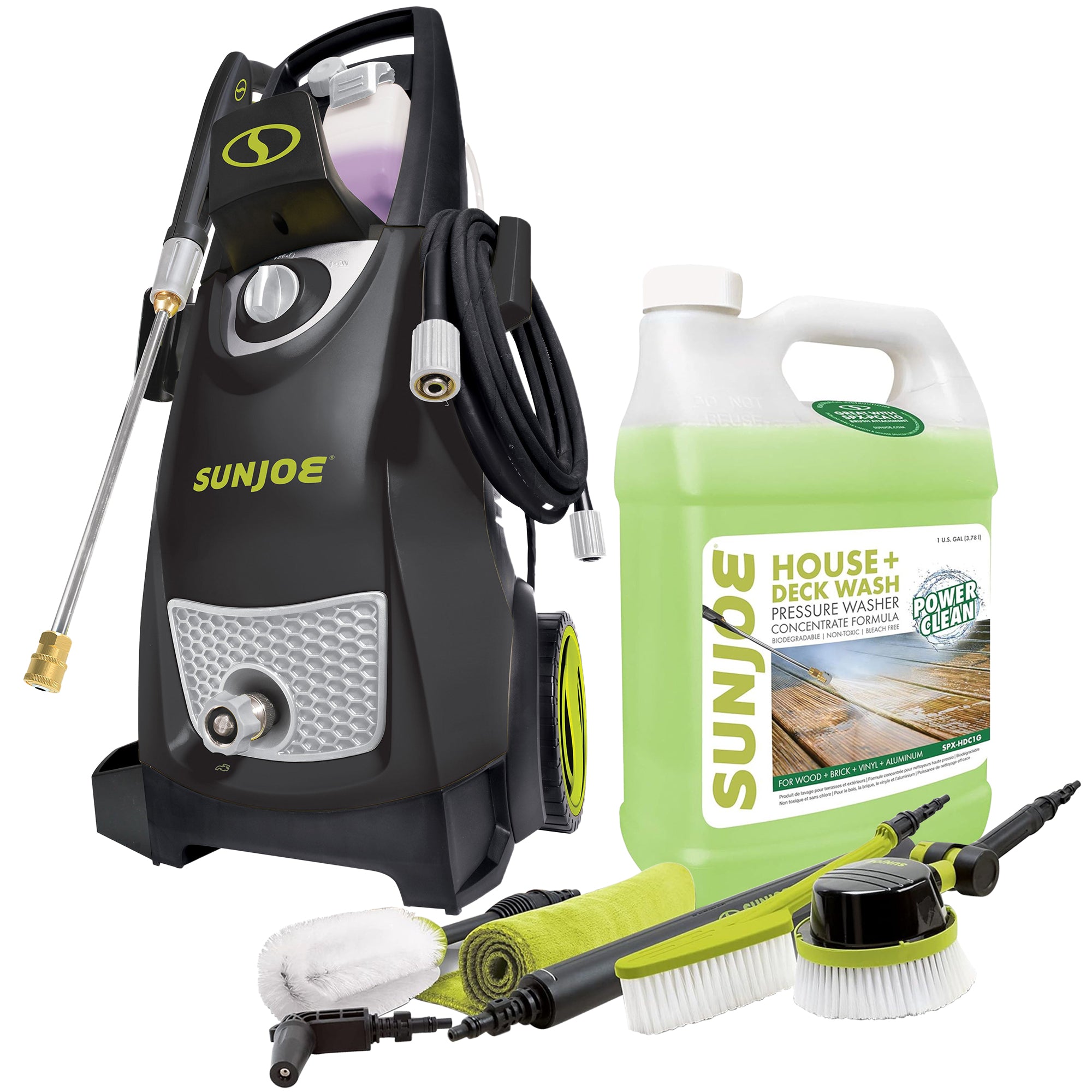 Sun Joe Electric Pressure Washer, Auto Cleaning System with House & Deck Cleaner - VMInnovations