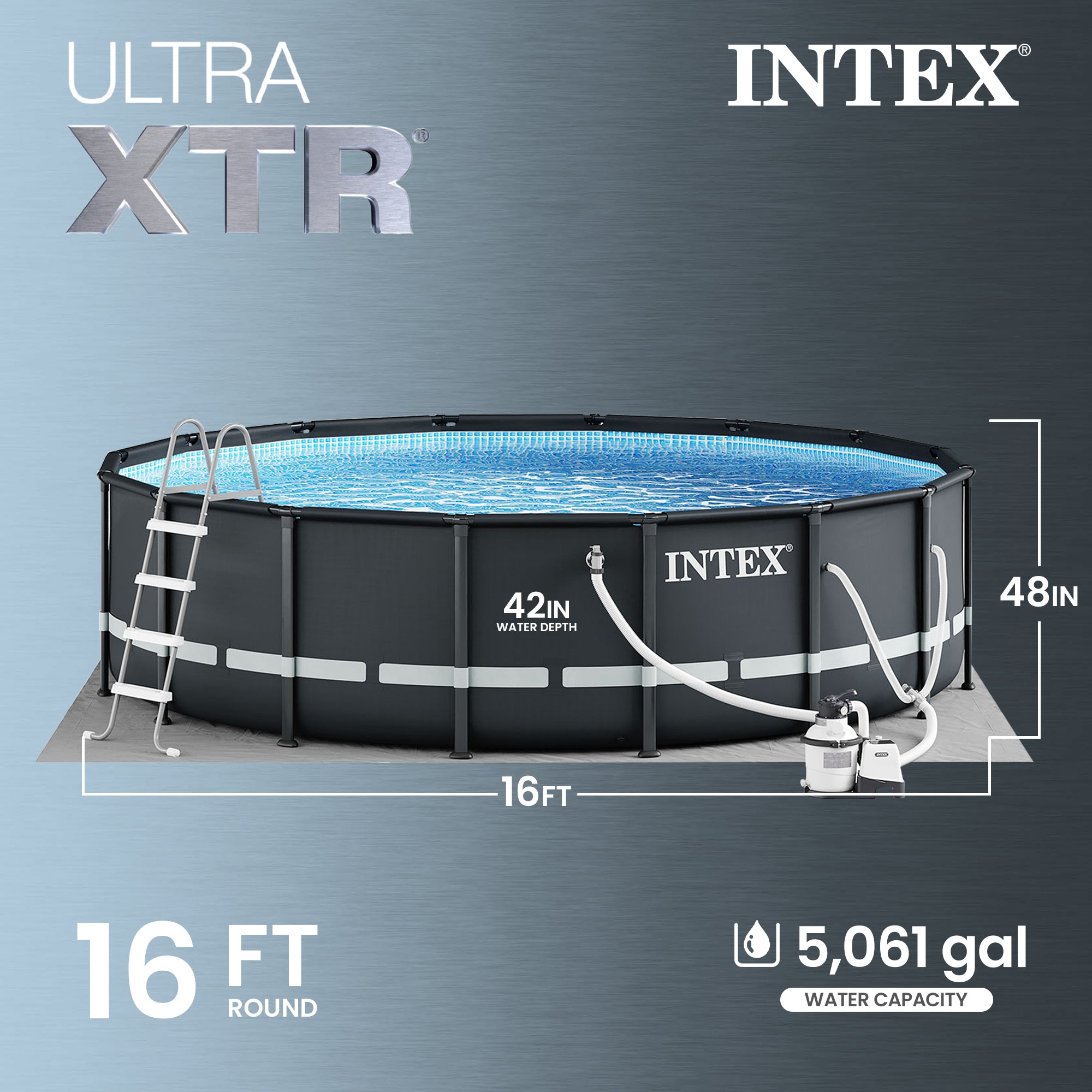 Intex Ultra XTR Frame 16'x48" Above Ground Pool and OptiFlow Premium Filter Sand - VMInnovations