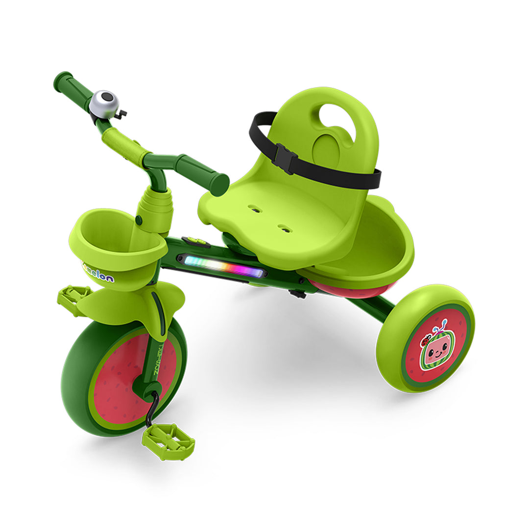 Jetson CoComelon Light-Up Trike with Front and Rear Baskets, Seatbelt and Bell - VMInnovations