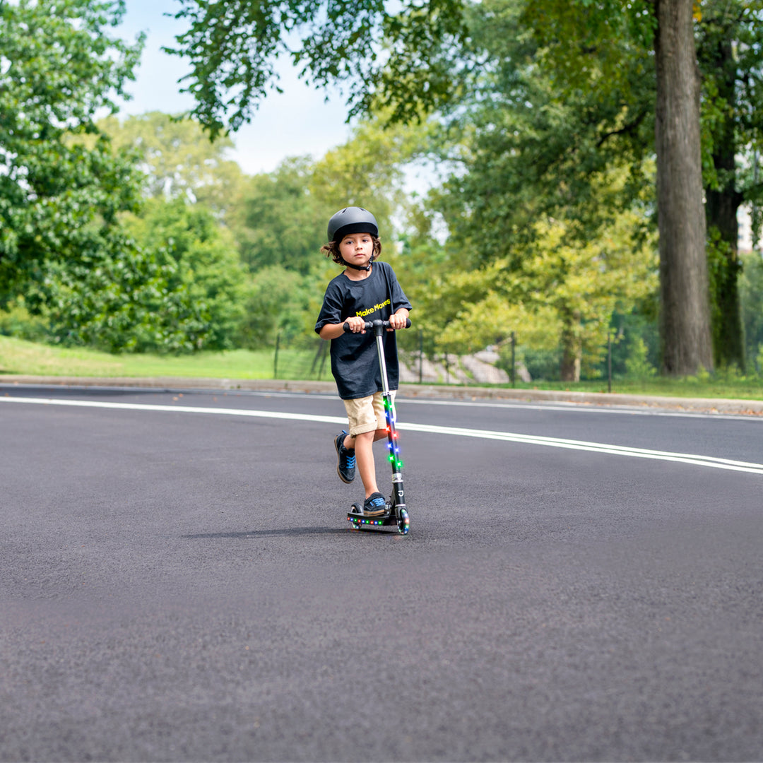Jetson Jupiter Kick Scooter with LED Lights & Height Adjustable Handlebar, Black - VMInnovations