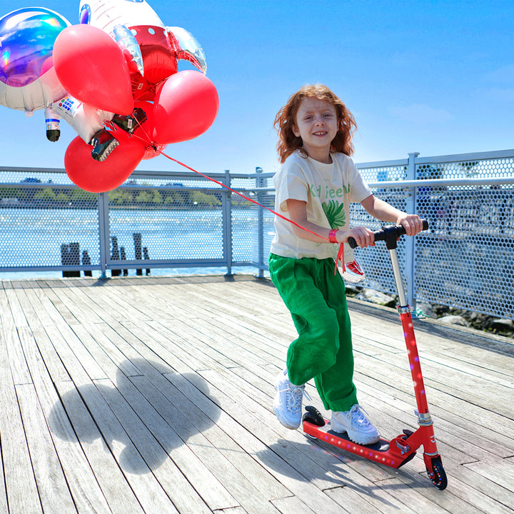 Jetson 2 Wheel Light Up Scooter Adjustable Kick Ride On Toy for Kids, Red - VMInnovations