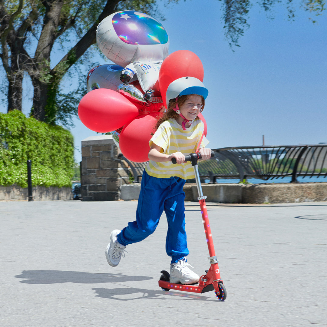 Jetson 2 Wheel Light Up Scooter Adjustable Kick Ride On Toy for Kids, Red - VMInnovations