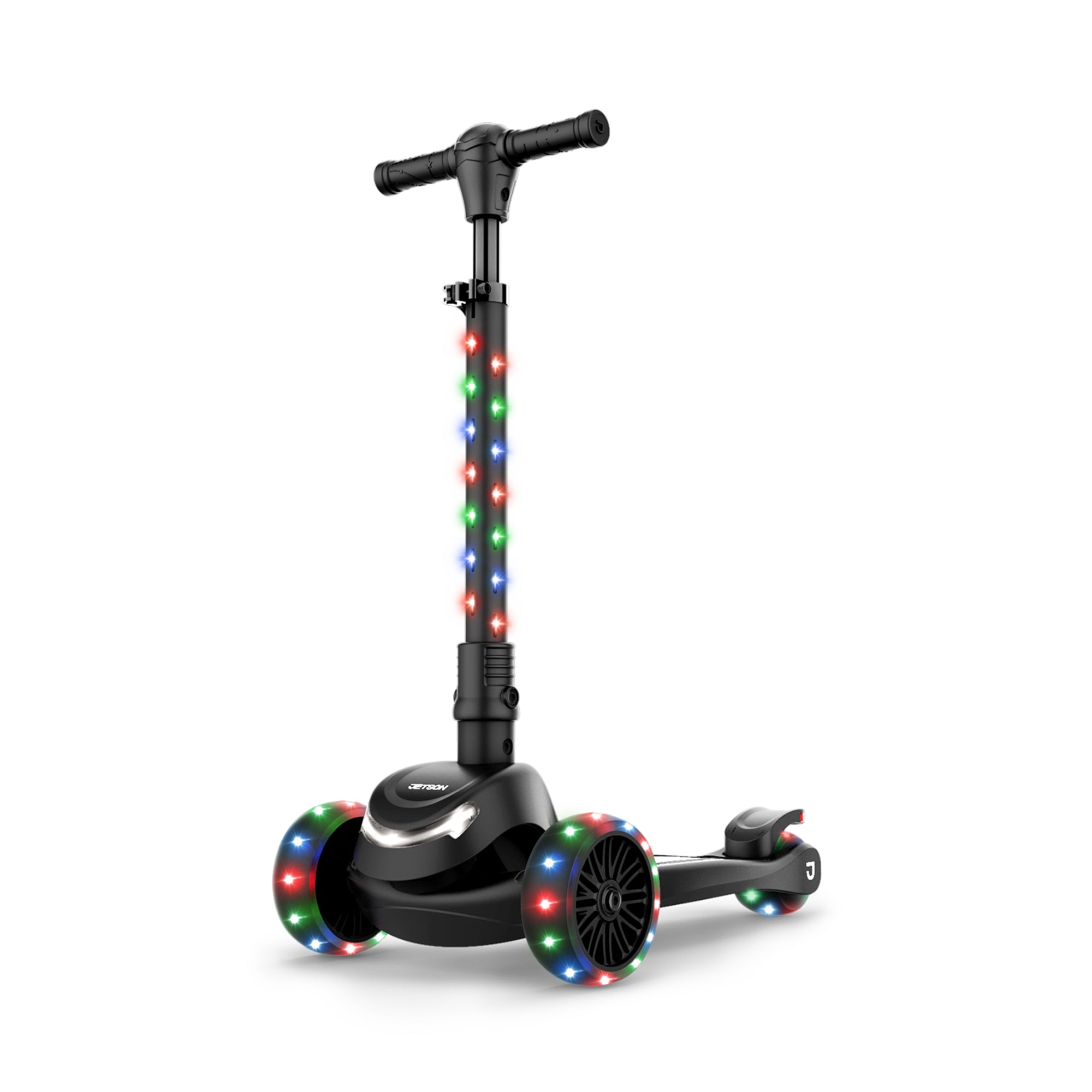 Jetson Mini 3 Wheel Light Up Scooter Adjustable Kick Ride On Toy for Kids, Black - VMInnovations