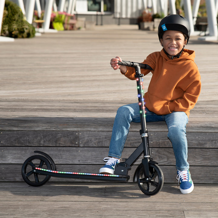 Jetson Jumbo 2 Wheel Light Up Scooter Adjustable Kick Ride On Toy for Kid, Black - VMInnovations
