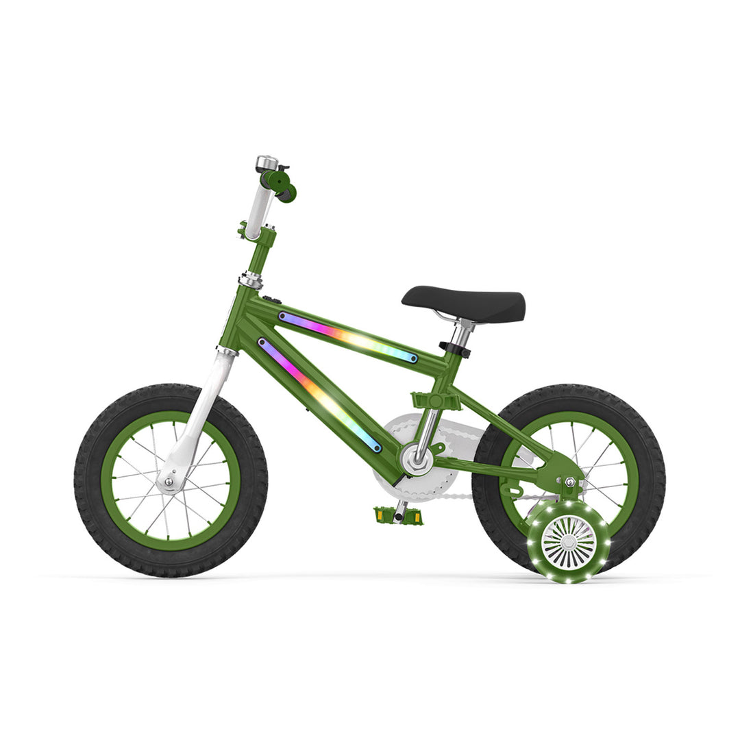 Jetson Light Rider 12" LED Kids Bike with Coaster Brakes, Training Wheels, Green - VMInnovations