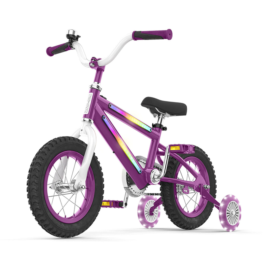 Jetson Light Rider 12" LED Kid Bike with Coaster Brakes, Training Wheels, Purple - VMInnovations