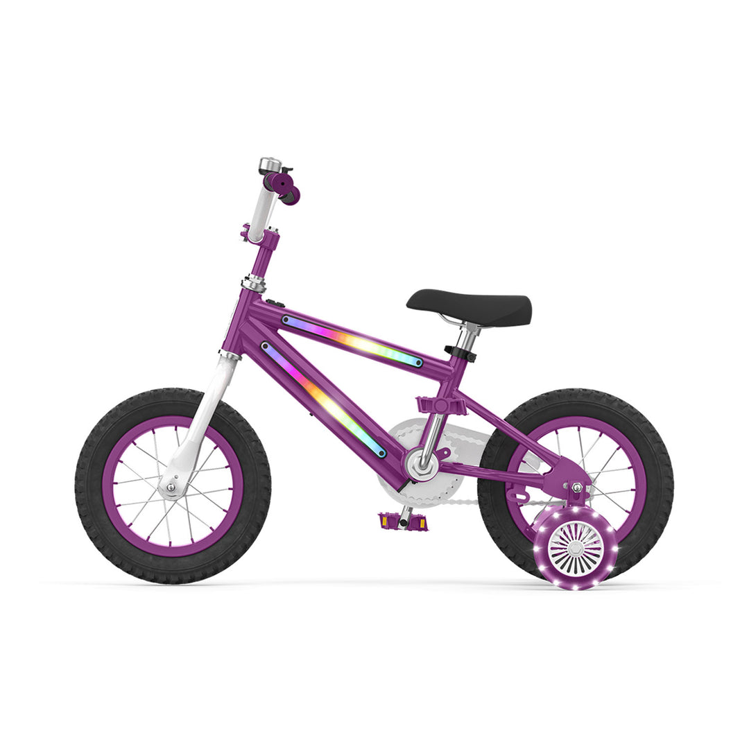 Jetson Light Rider 12" LED Kid Bike with Coaster Brakes, Training Wheels, Purple - VMInnovations