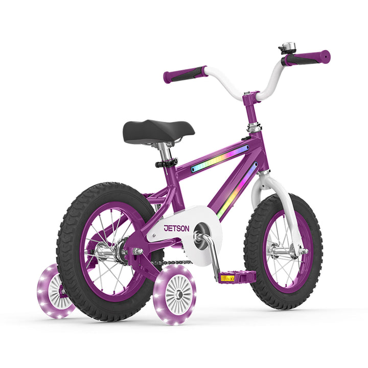 Jetson Light Rider 12" LED Kid Bike with Coaster Brakes, Training Wheels, Purple - VMInnovations
