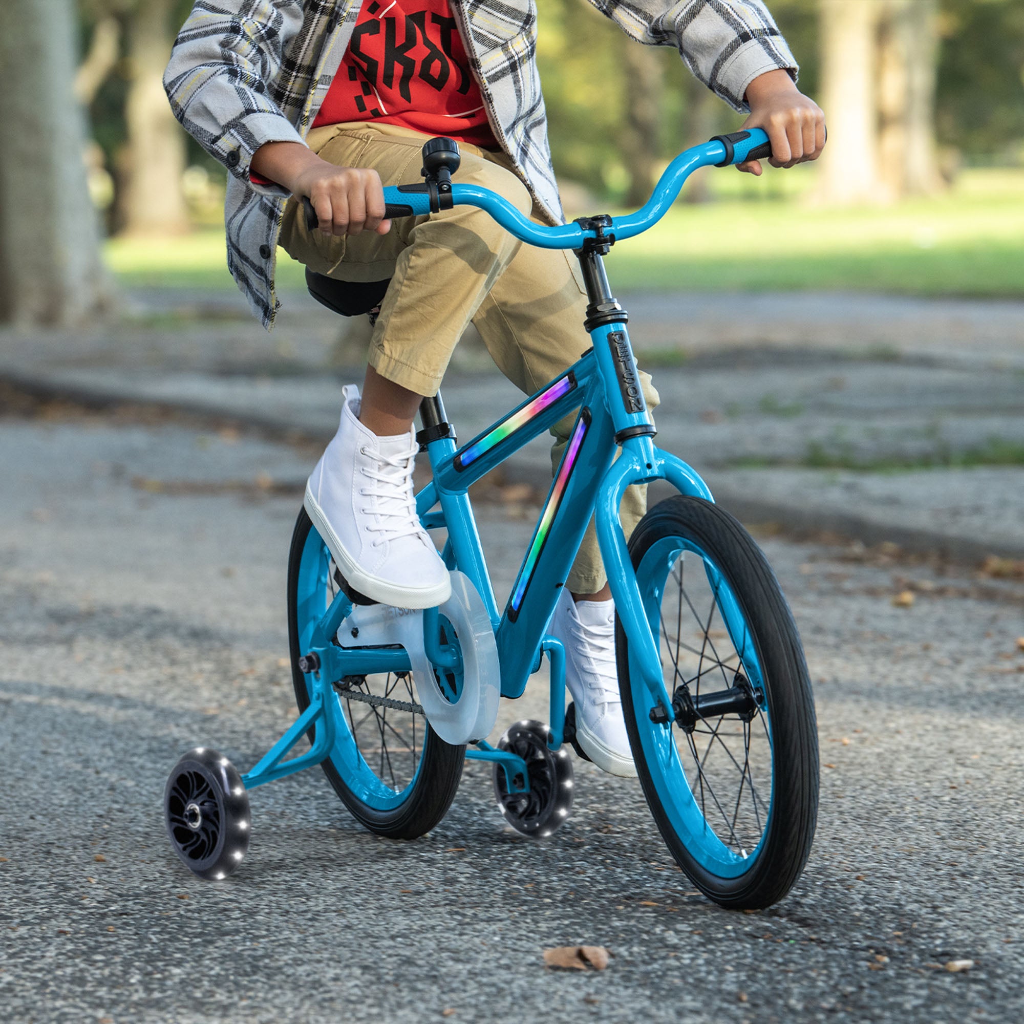 Jetson Light Rider 16" LED Kids Bike with Coaster Brakes, Training Wheels, Blue - VMInnovations