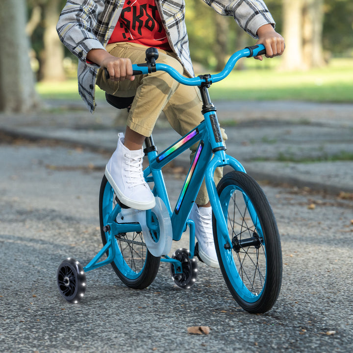 Jetson Light Rider 16" LED Kids Bike with Coaster Brakes, Training Wheels, Blue - VMInnovations