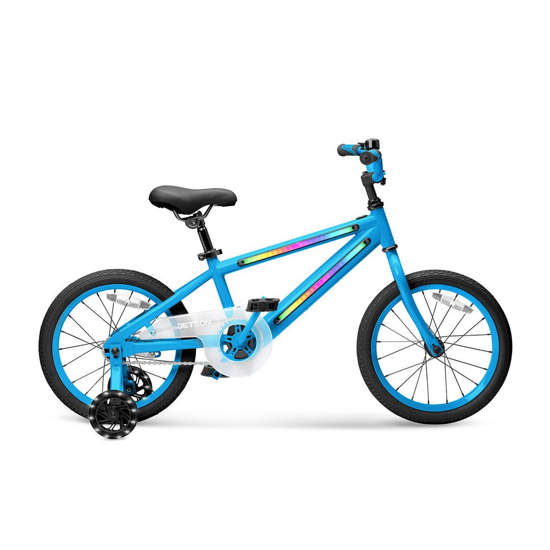 Jetson Light Rider 16" LED Kids Bike with Coaster Brakes, Training Wheels, Blue - VMInnovations
