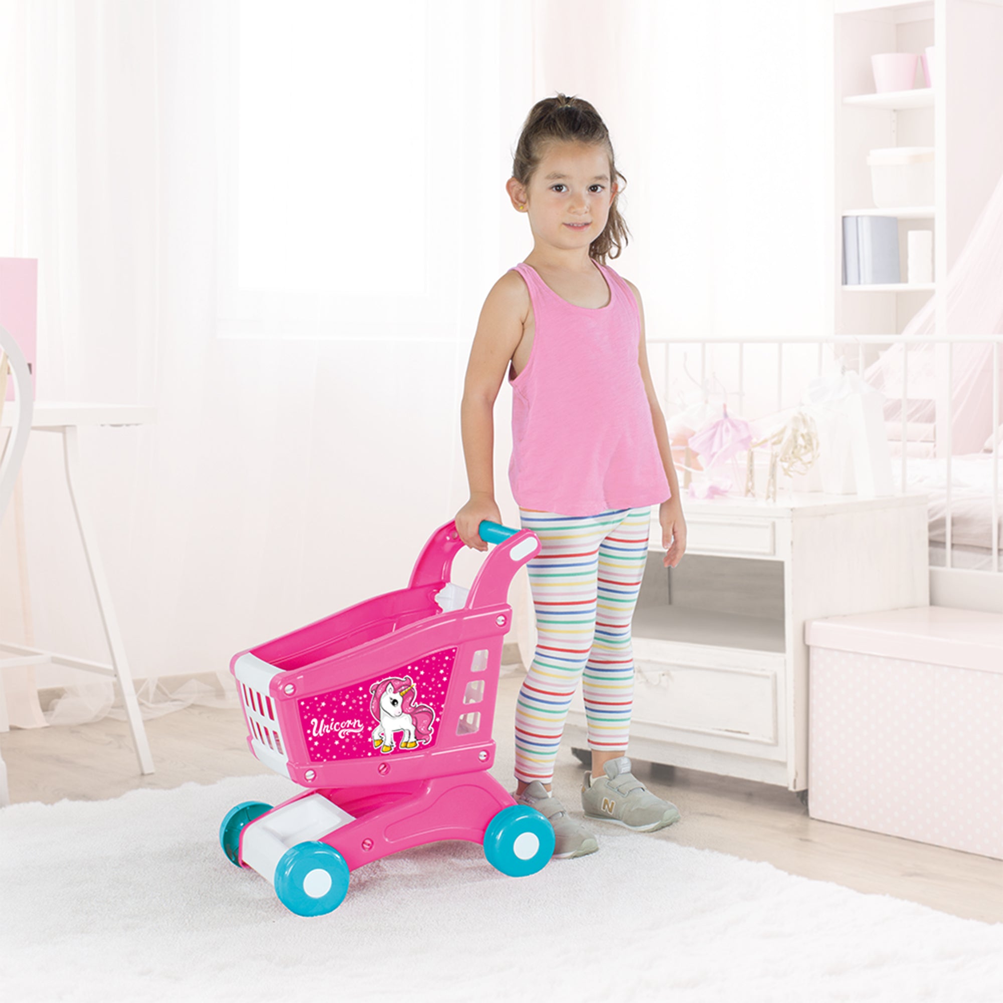 DOLU Unicorn Shopping Cart Toy with 16 Pretend Play Accessories Set for Kids 2+ - VMInnovations