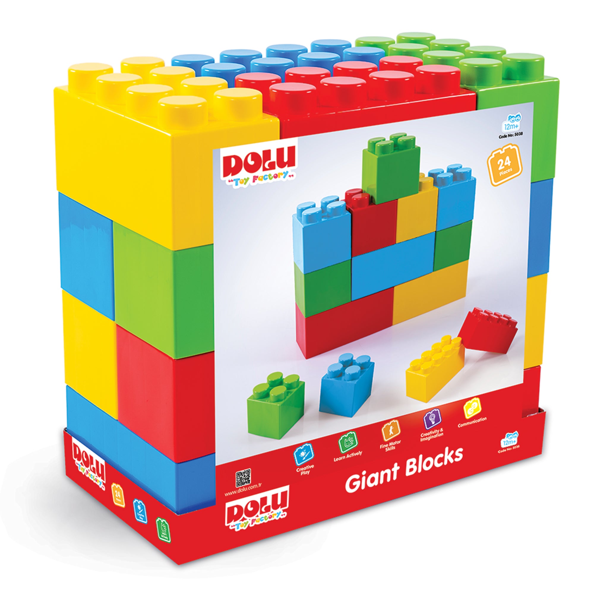 DOLU 24 Piece Giant Building Blocks Set, Stacking Bricks for Kids Age 12+ Months (Open Box)