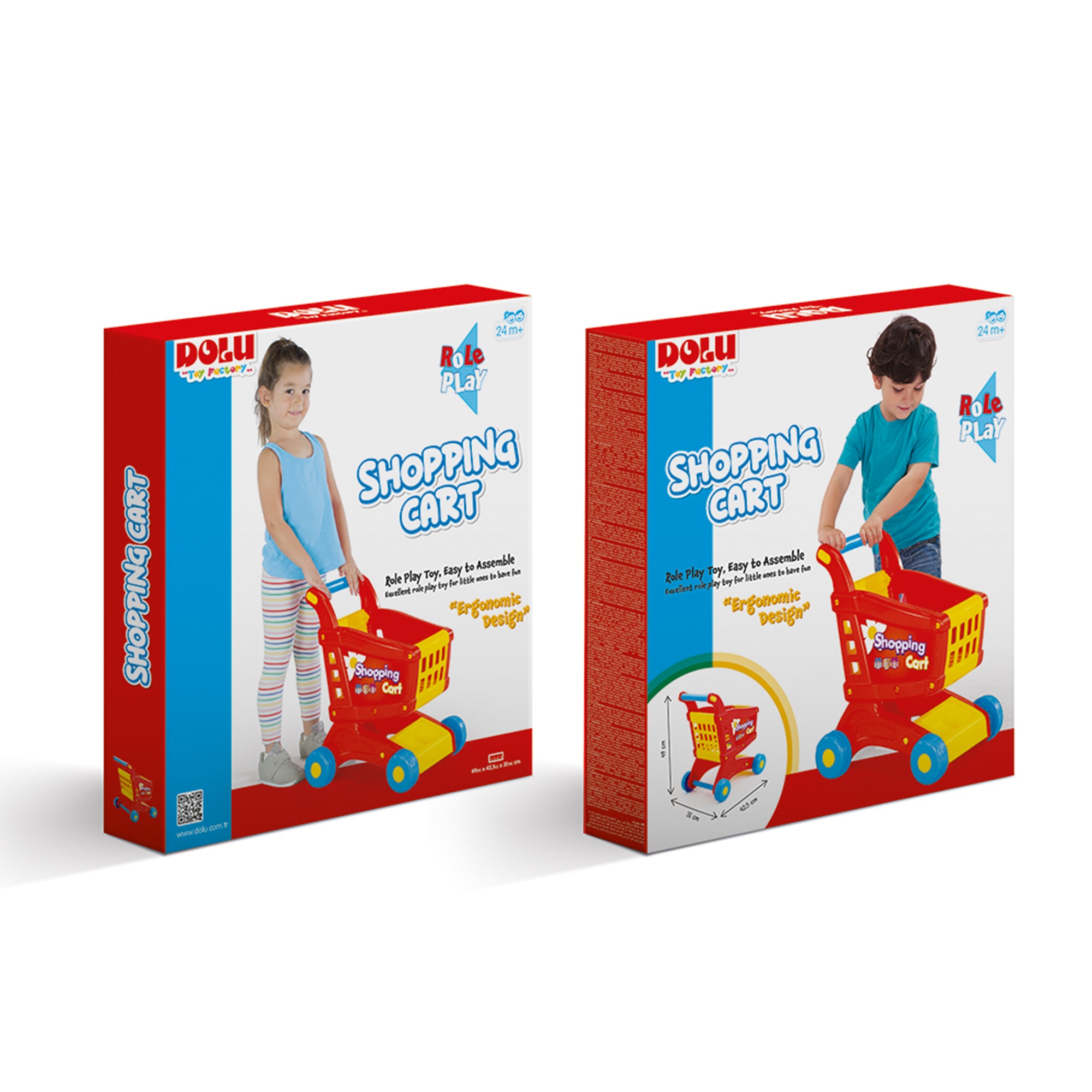 Dolu My Pretend Play Shopping Cart Toddler Push Toy for Kids Ages 2 and Up, Red - VMInnovations