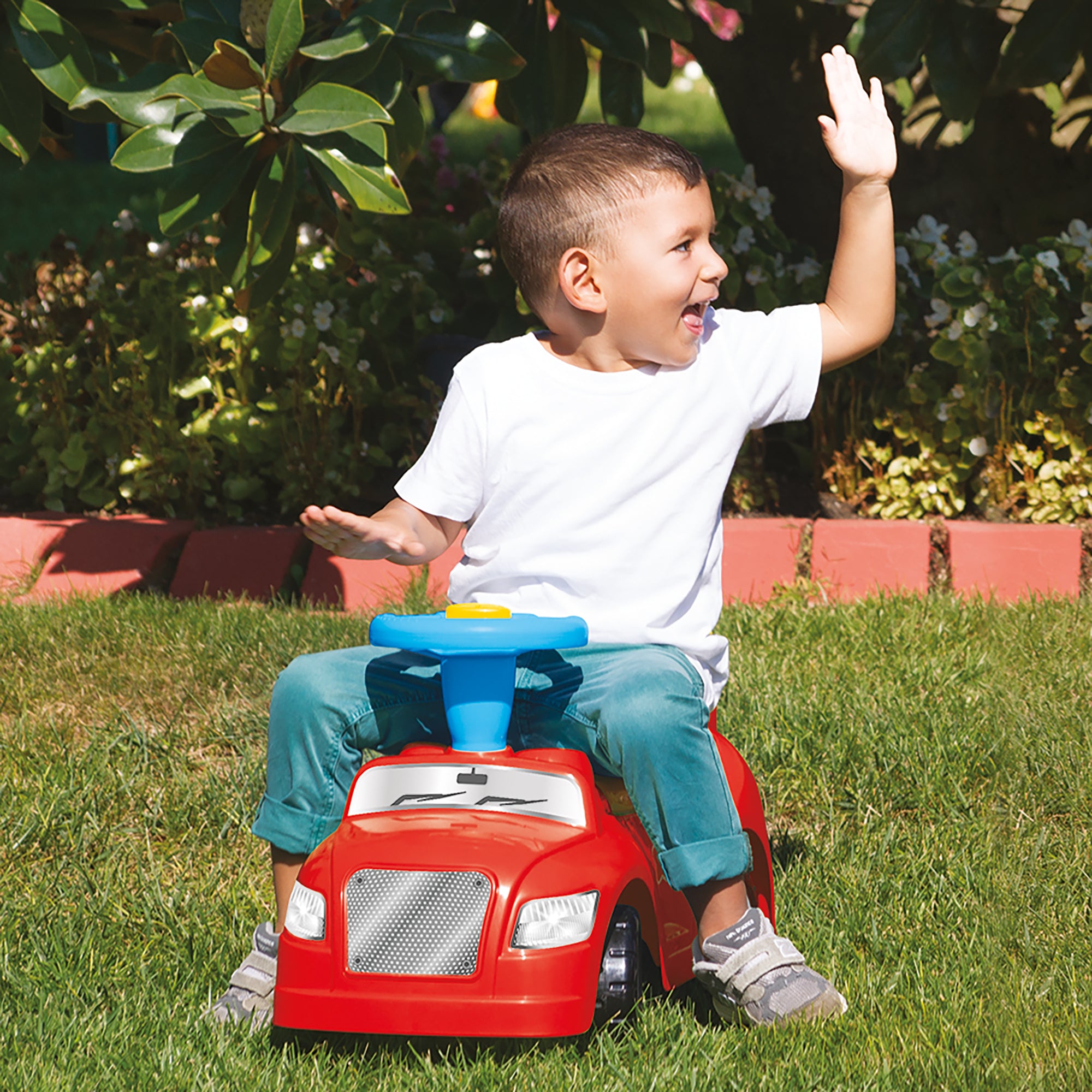 Dolu 2-in-1 Step Car Ride-On Toy and Walker, with Under-Seat Storage Compartment - VMInnovations