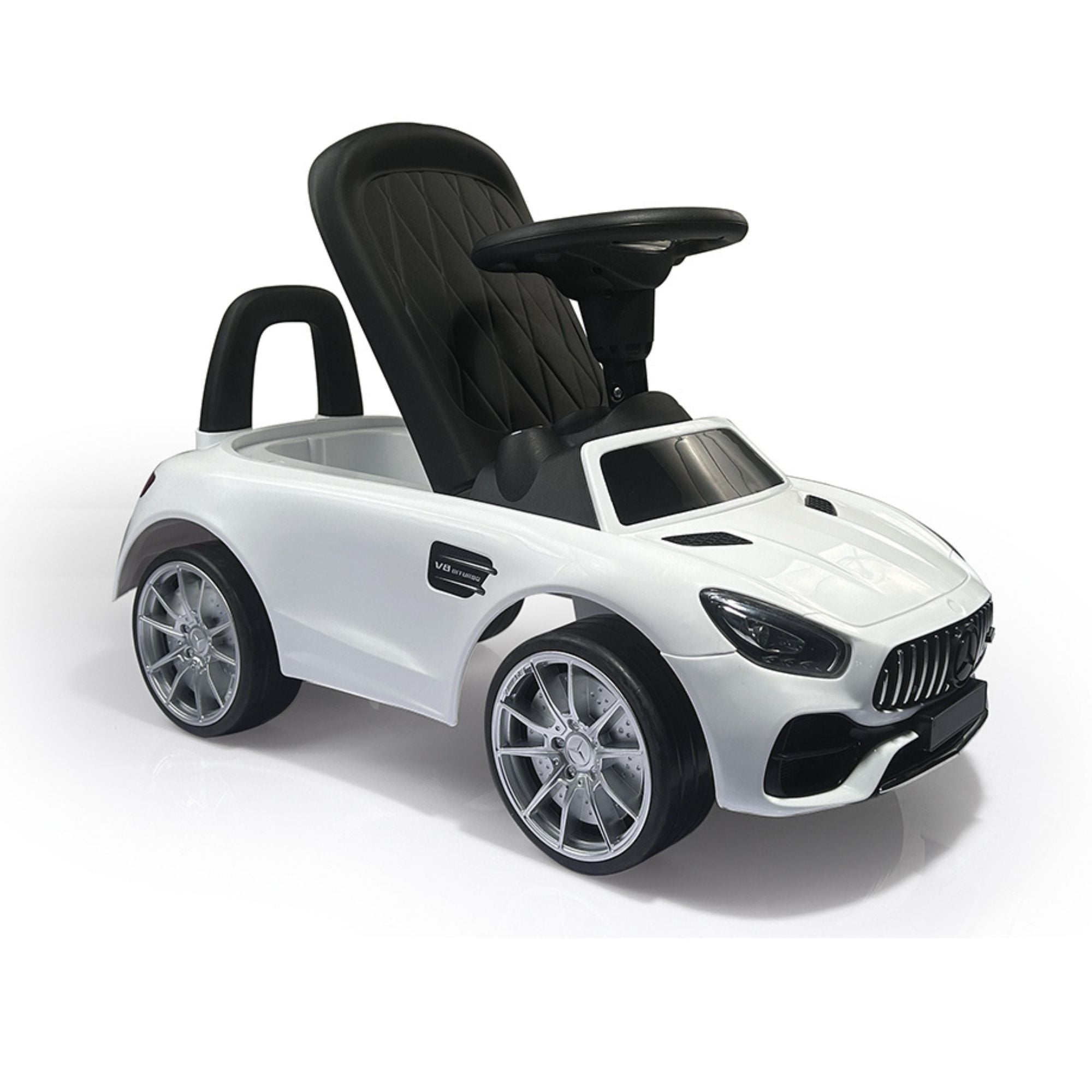 DOLU Ride-On Car for Toddlers, Foot-Powered Push Toy w/Horn for 12mo & Up, White - VMInnovations