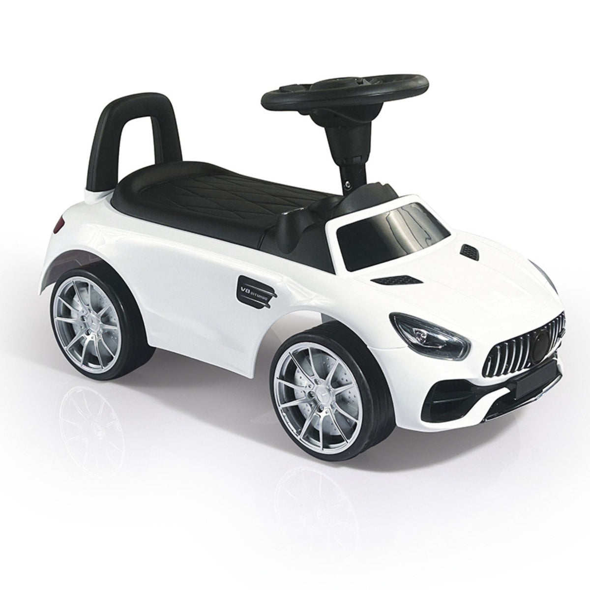 DOLU Ride-On Car for Toddlers, Foot-Powered Push Toy w/Horn for 12mo & Up, White - VMInnovations