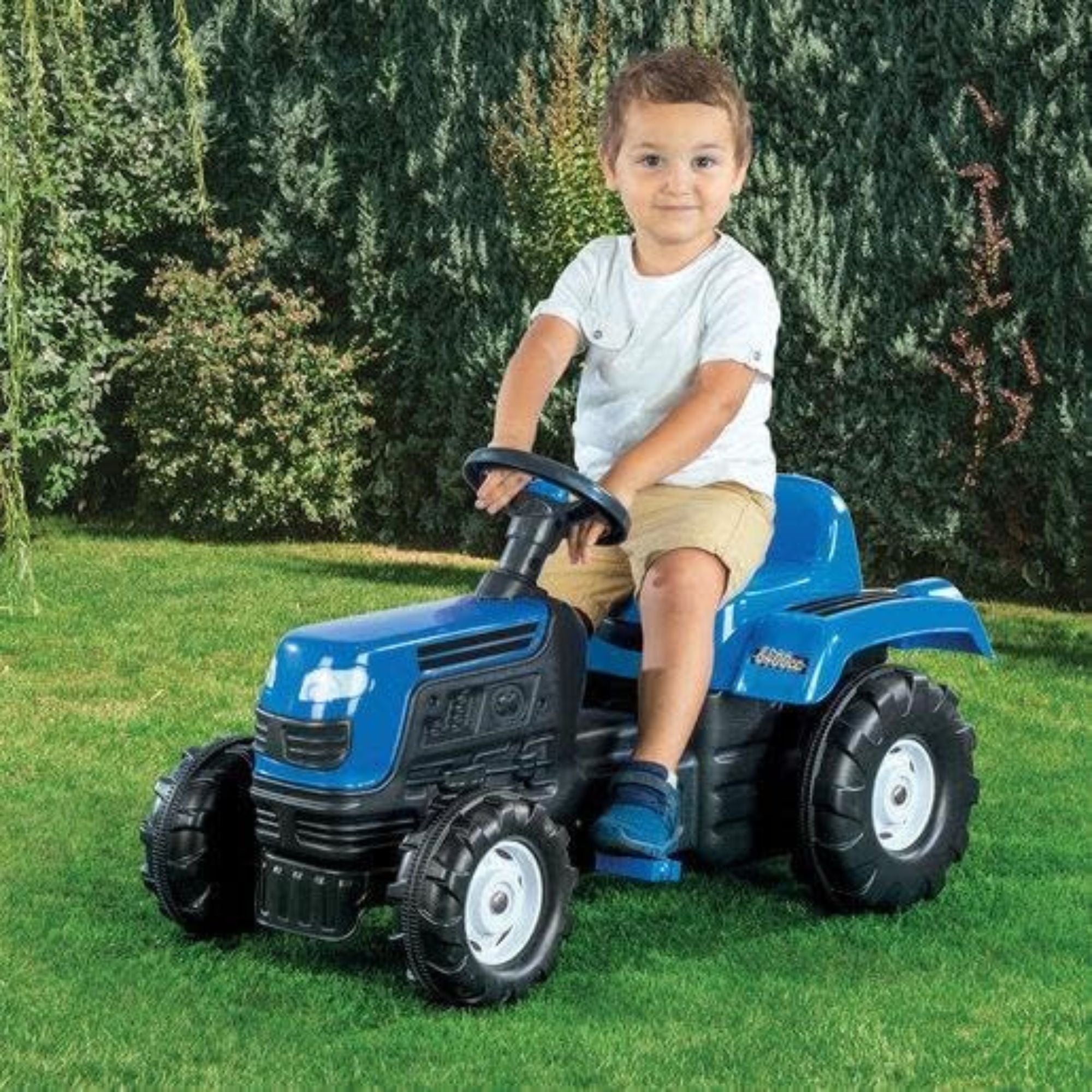 DOLU Ranchero Pedal Tractor with Horn, Kids Ride-On Toy for 3 Years and Up, Blue - VMInnovations