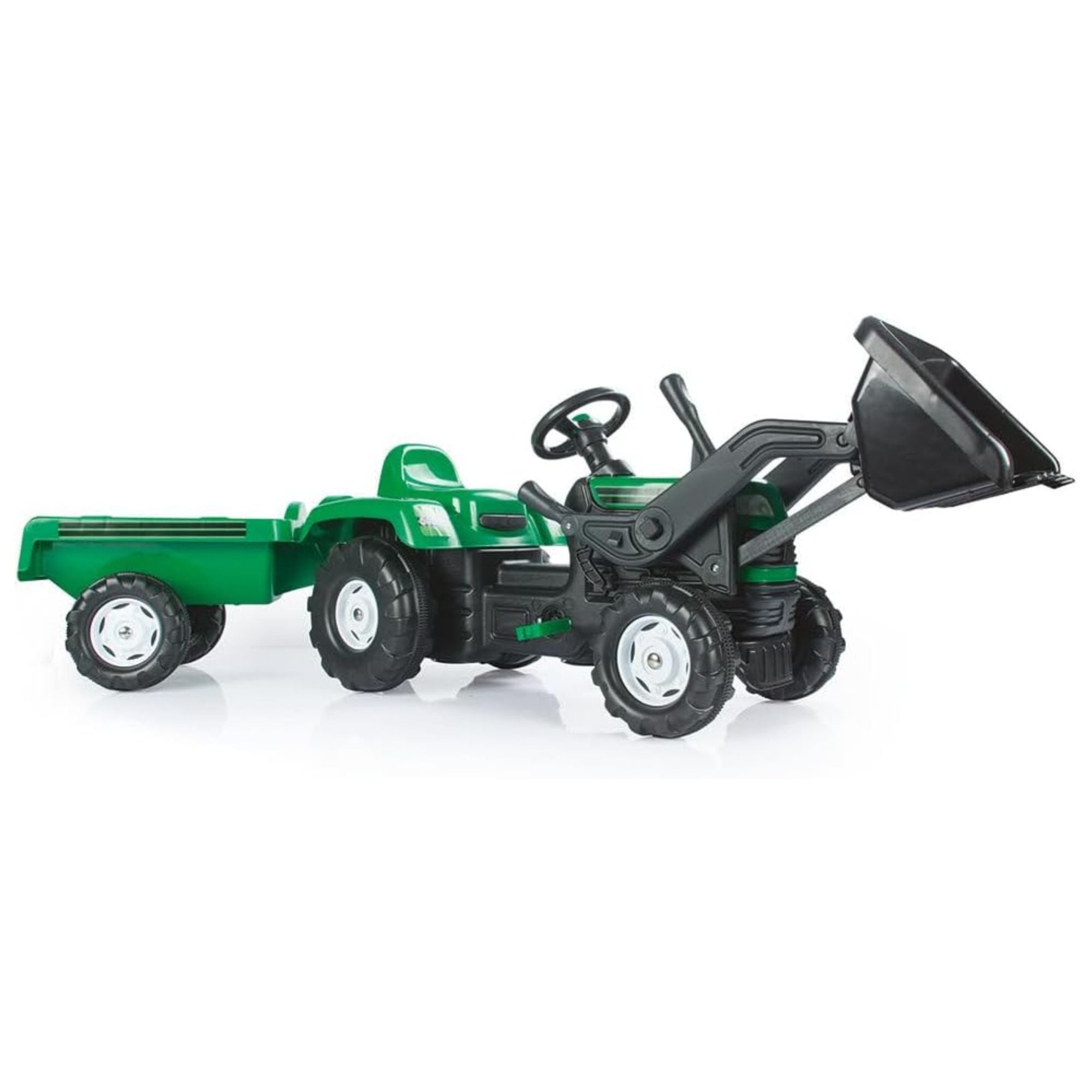 DOLU Pedal Tractor with Full Ranchero Trailer Toy w/ Front Loader (Open Box)