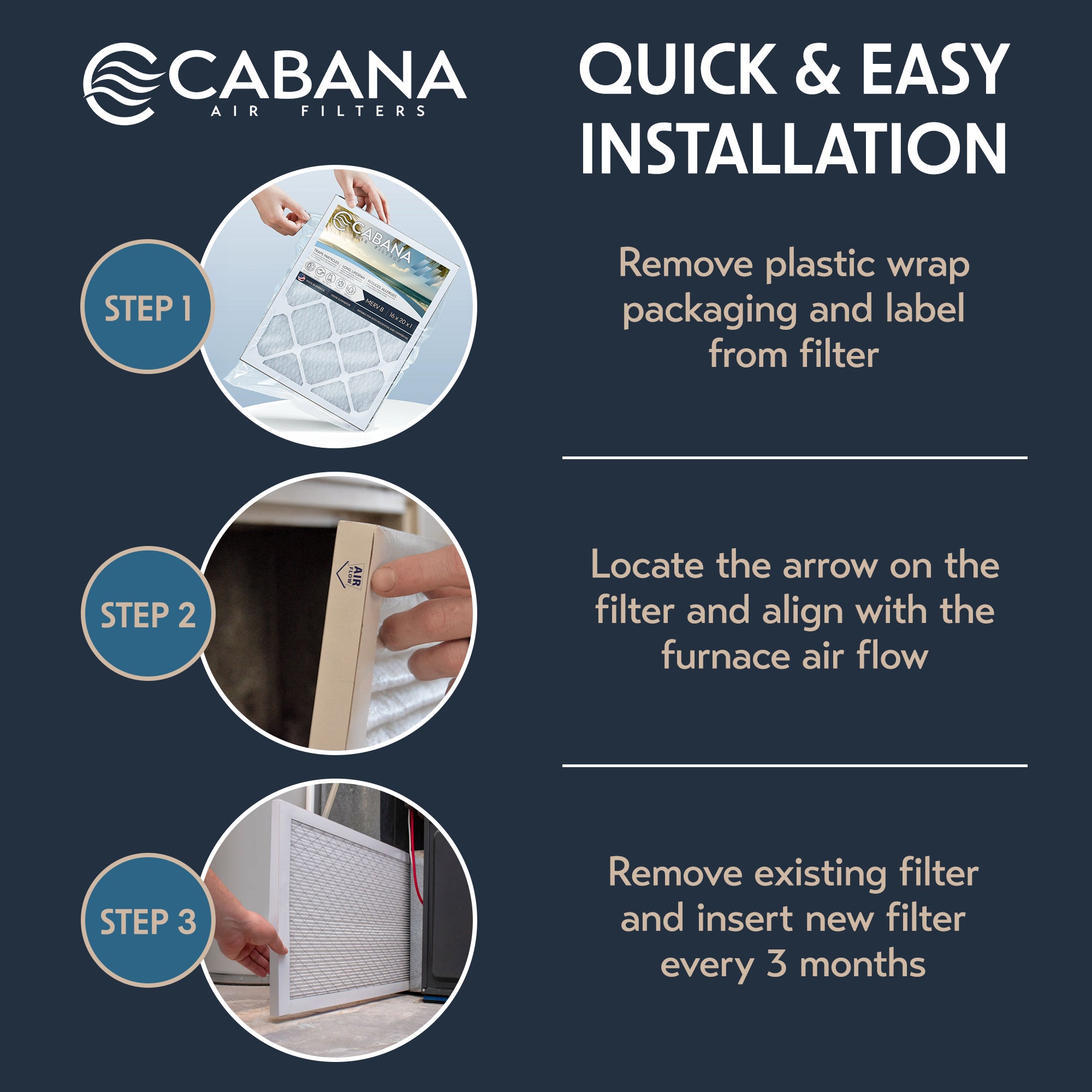 Cabana Air Filters 6 Pack HVAC Furnace Air Filters, MERV8, 24 x 30 x 1(Open Box) - VMInnovations