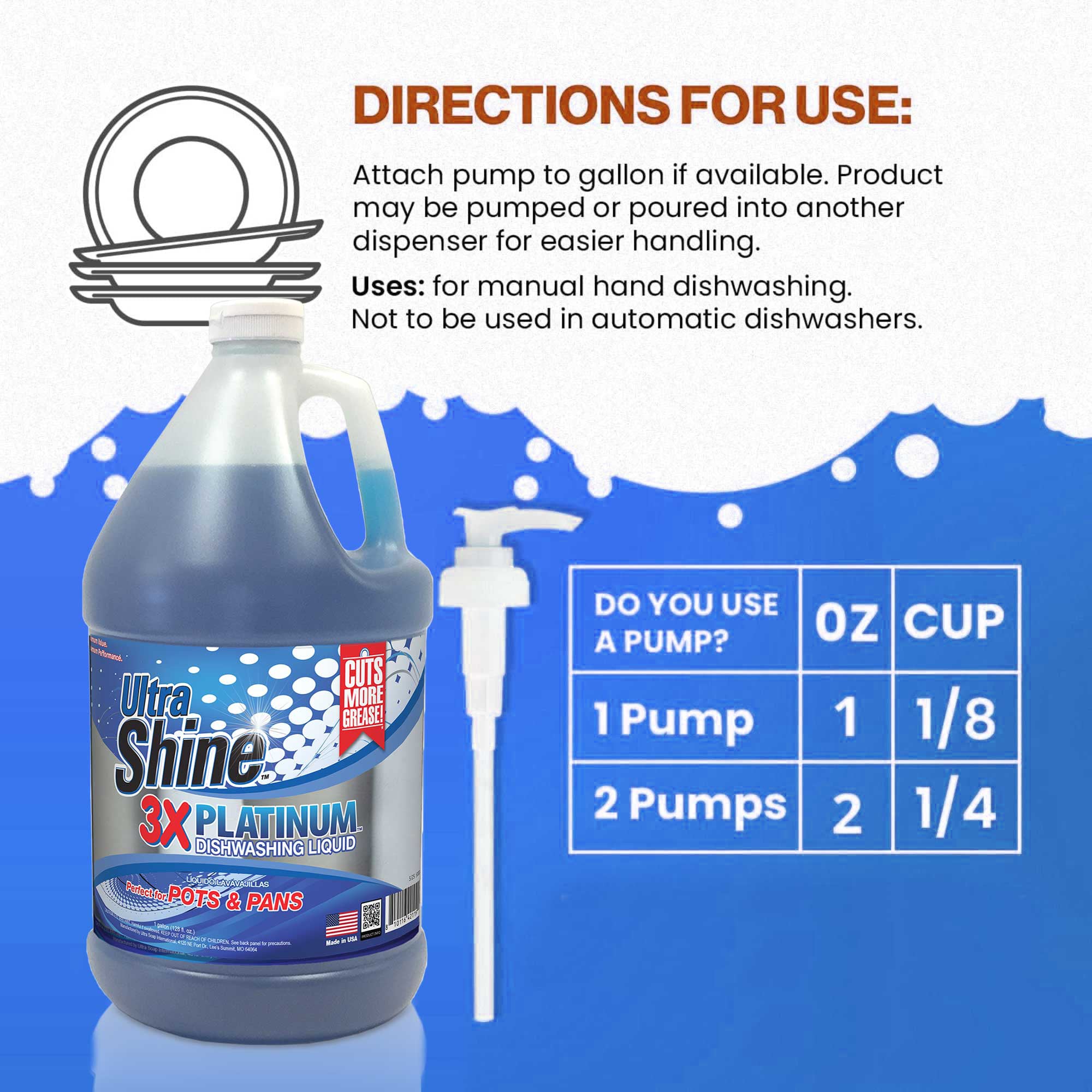 Ultra Shine™ 4 Pack 3X Platinum™ Dishwashing Liquid Grease Remover, 1 Gallon - VMInnovations