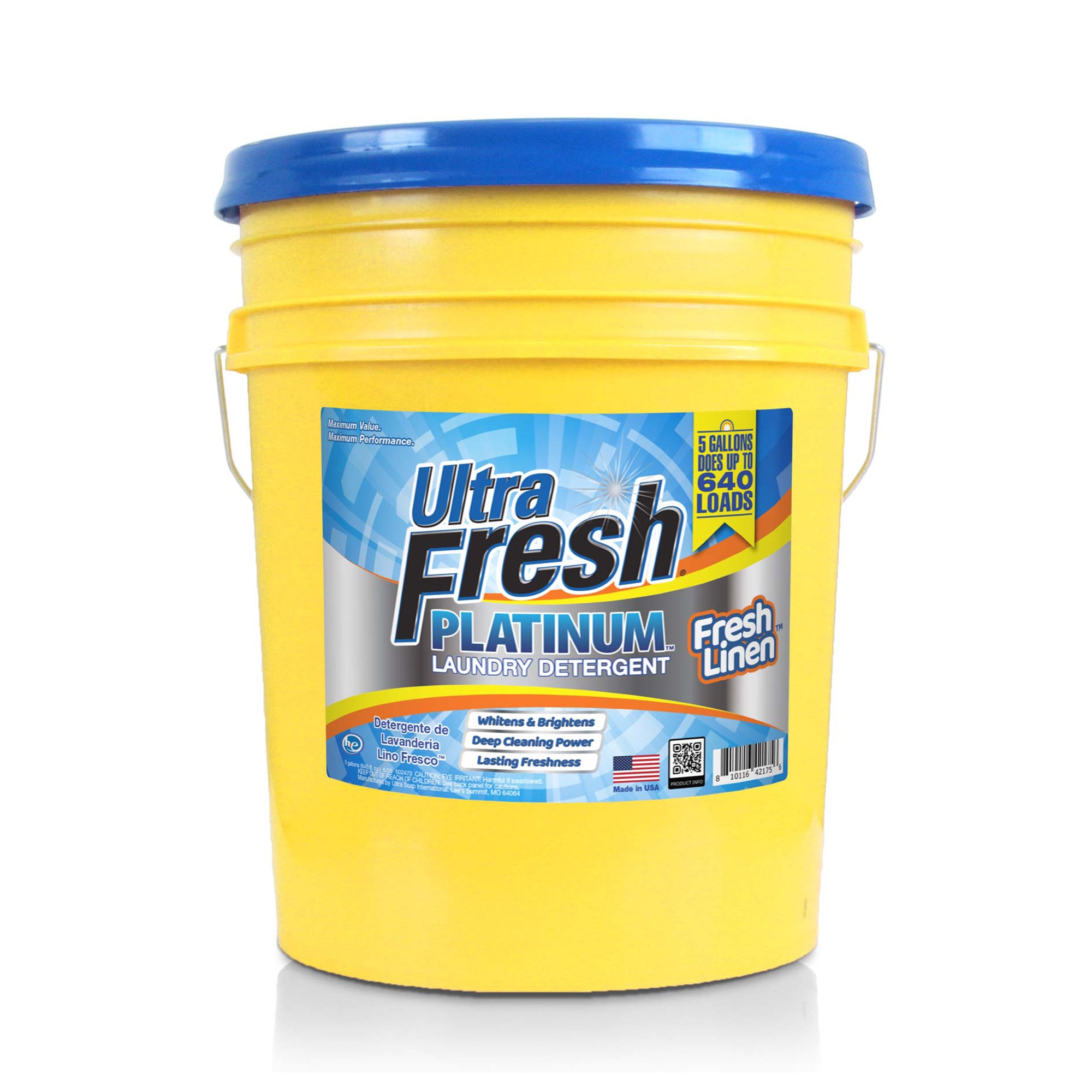 Ultra Fresh Platinum 5 Gal Laundry Detergent, Up to 640 Loads, Fresh Linen Scent - VMInnovations