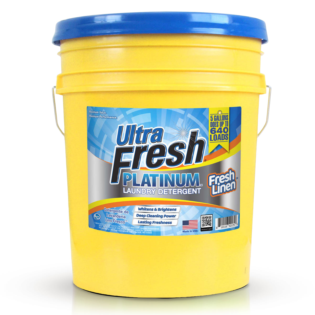 Ultra Fresh Platinum 5 Gal Laundry Detergent, Up to 640 Loads, Fresh Linen Scent