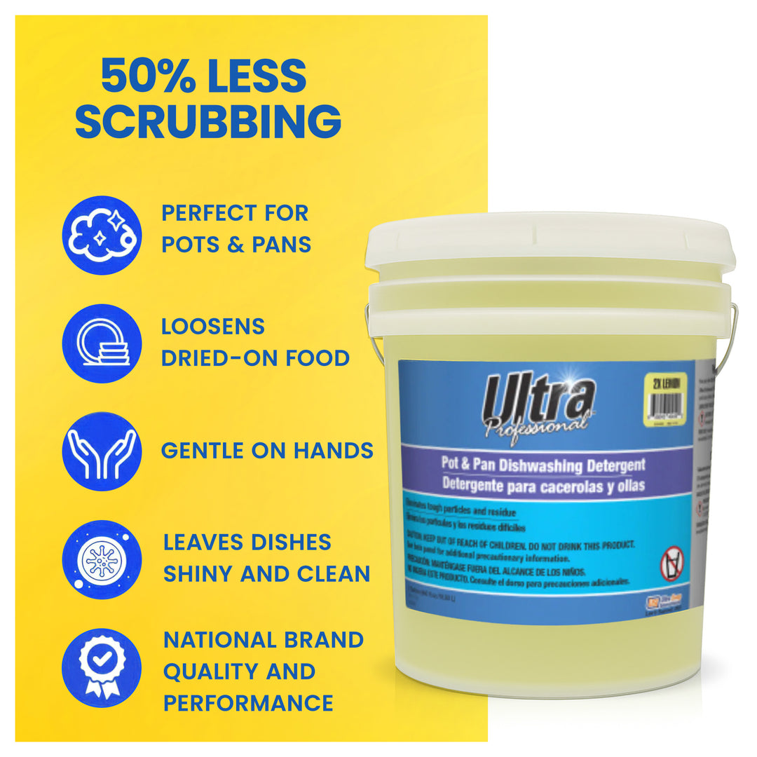 Ultra Professional™ 5 Gal Pots & Pans Dishwashing Detergent Lemon Scent, Yellow - VMInnovations
