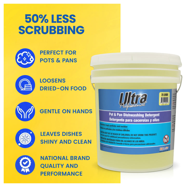 Ultra Professional™ 5 Gal Pots & Pans Dishwashing Detergent Lemon Scent, Yellow - VMInnovations