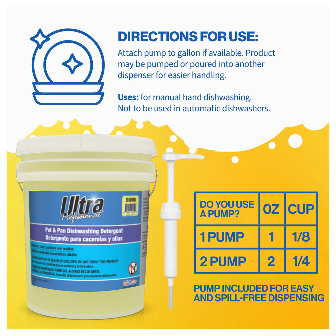 Ultra Professional™ 5 Gal Pots & Pans Dishwashing Detergent Lemon Scent, Yellow - VMInnovations