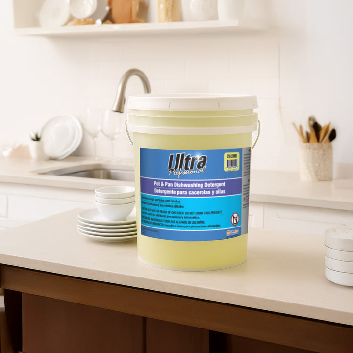 Ultra Professional™ 5 Gal Pots & Pans Dishwashing Detergent Lemon Scent, Yellow - VMInnovations