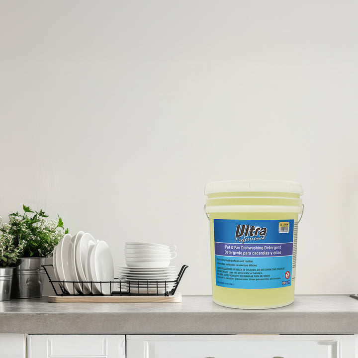 Ultra Professional™ 5 Gal Pots & Pans Dishwashing Detergent Lemon Scent, Yellow - VMInnovations