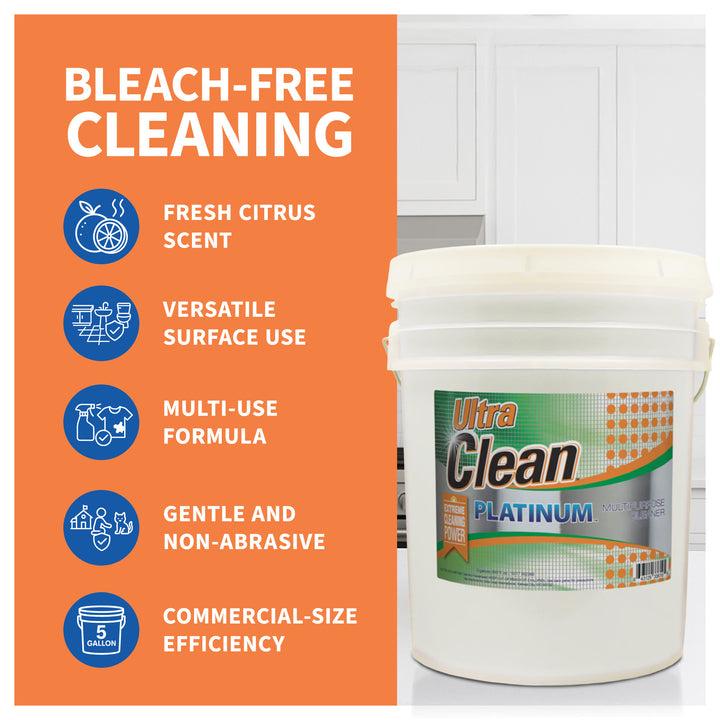 Ultra Clean Platinum Multipurpose Cleaner, Non-Abrasive, Citrus Scent, 5 Gallons - VMInnovations