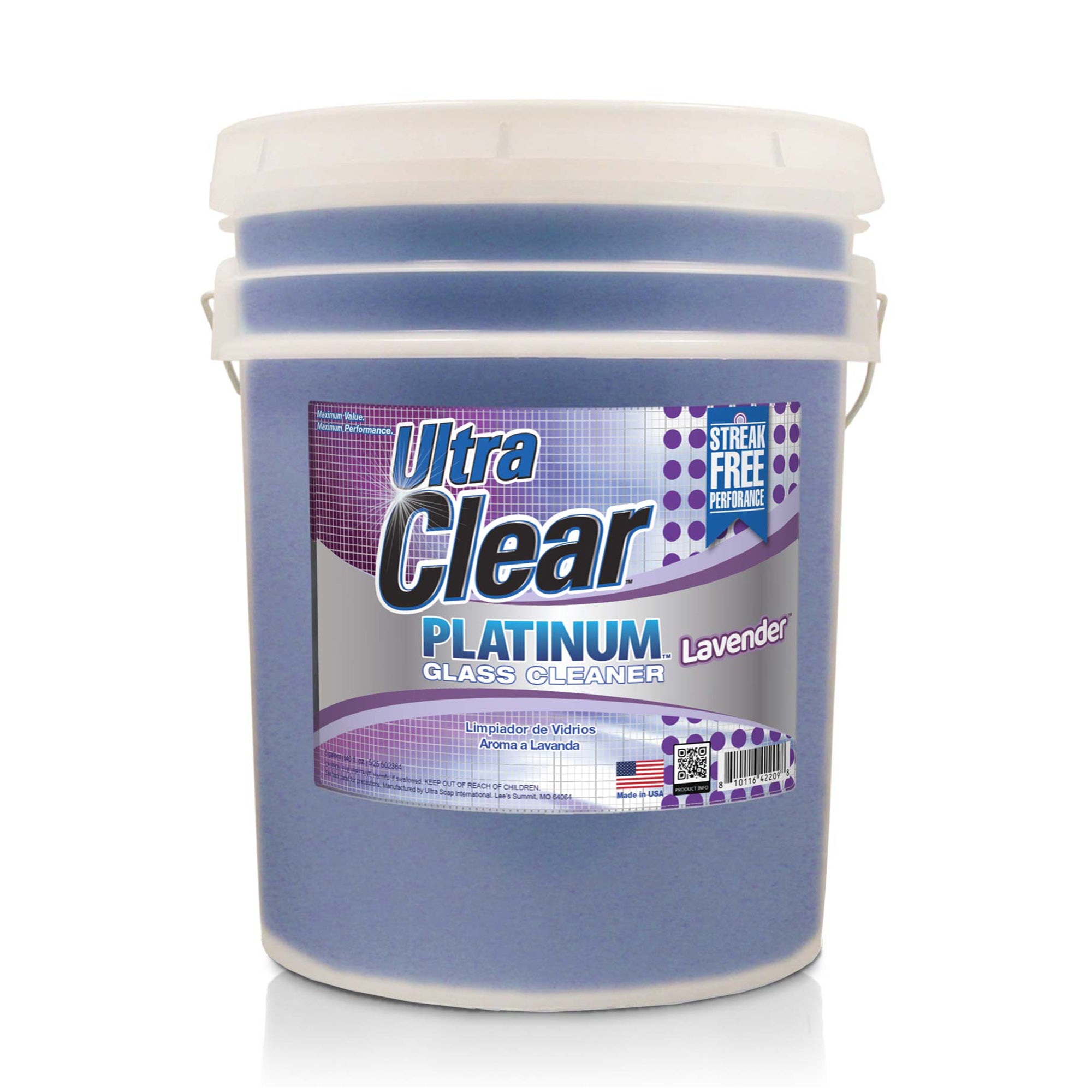 Ultra Clear Platinum Glass Cleaner, Streak-Free Shine, Lavender Fresh, 5 Gallons - VMInnovations