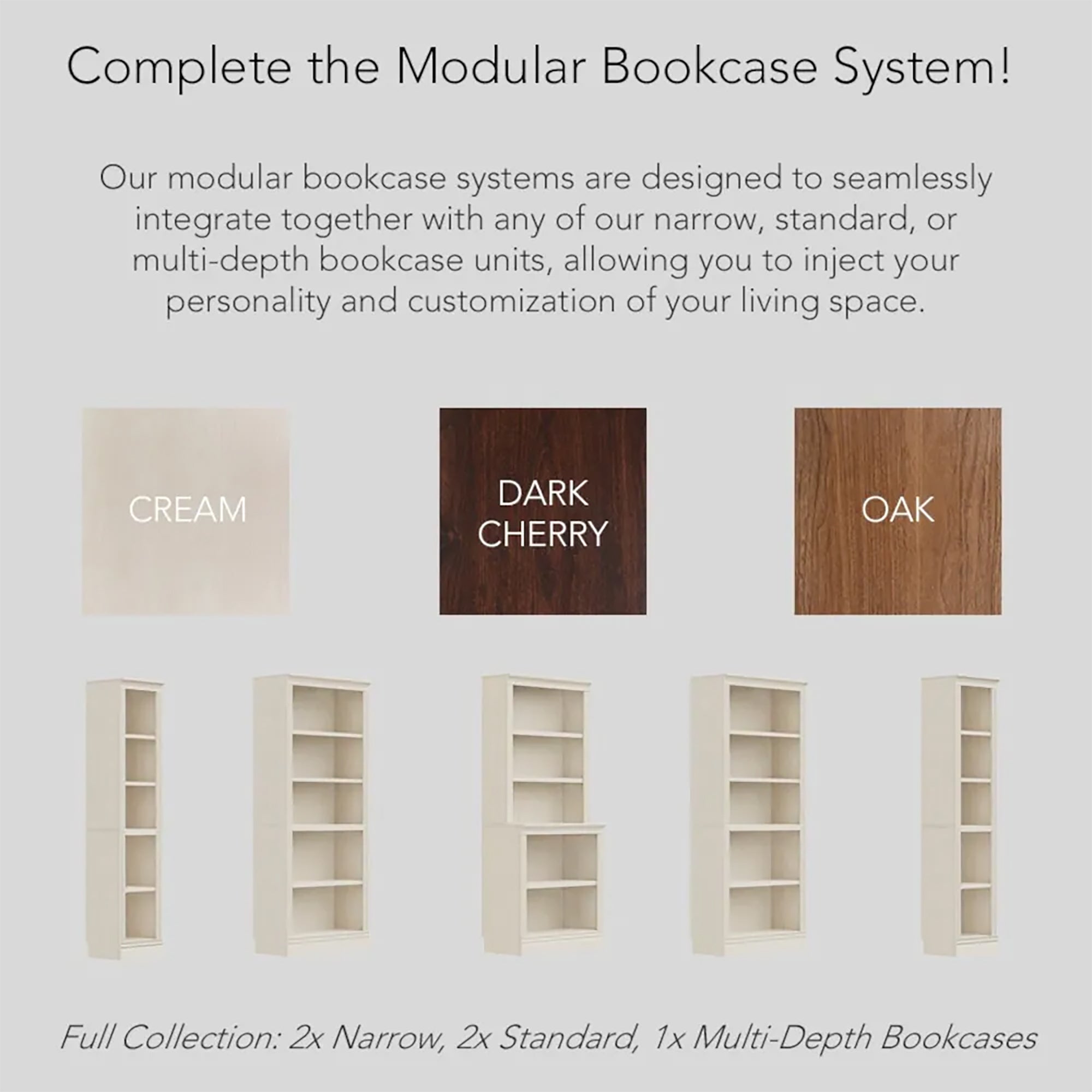 VAUXHILL & CO. Halston Multi-Depth Bookcase, Adjustable Shelving Unit (Open Box) - VMInnovations