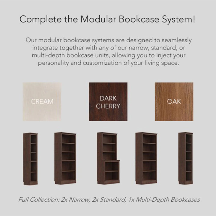 VAUXHILL & CO. Halston Multi-Depth Bookcase Adjustable Shelf Unit, Doors, Cherry - VMInnovations