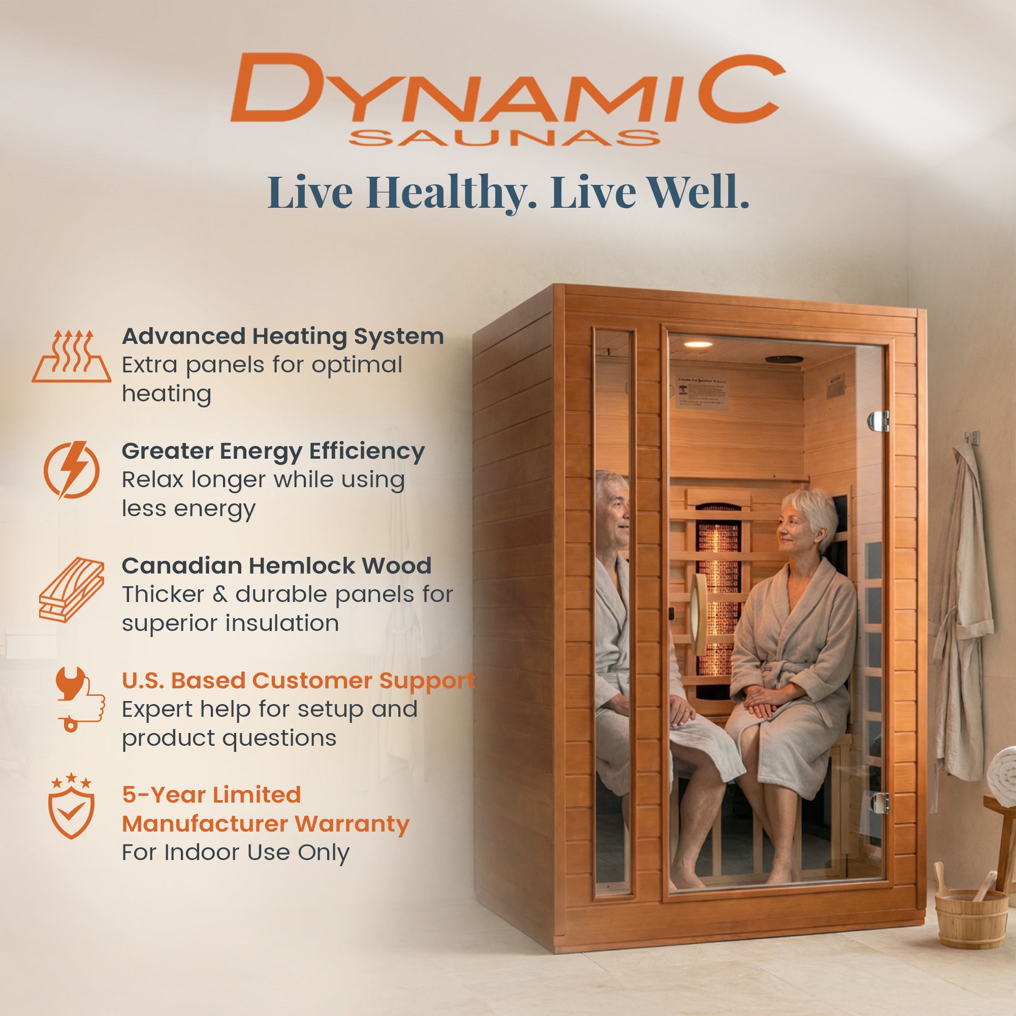 Dynamic Saunas 2-Person Full Spectrum Infrared Sauna Lighting, Speakers, Cordoba - VMInnovations